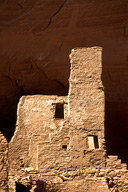 Arizona: Chinle, Canyon de Chelly National Monument, Canyon del Muerto, Anasazi “Antelope House” ruin (c. AD 1150) at base of sandstone clff